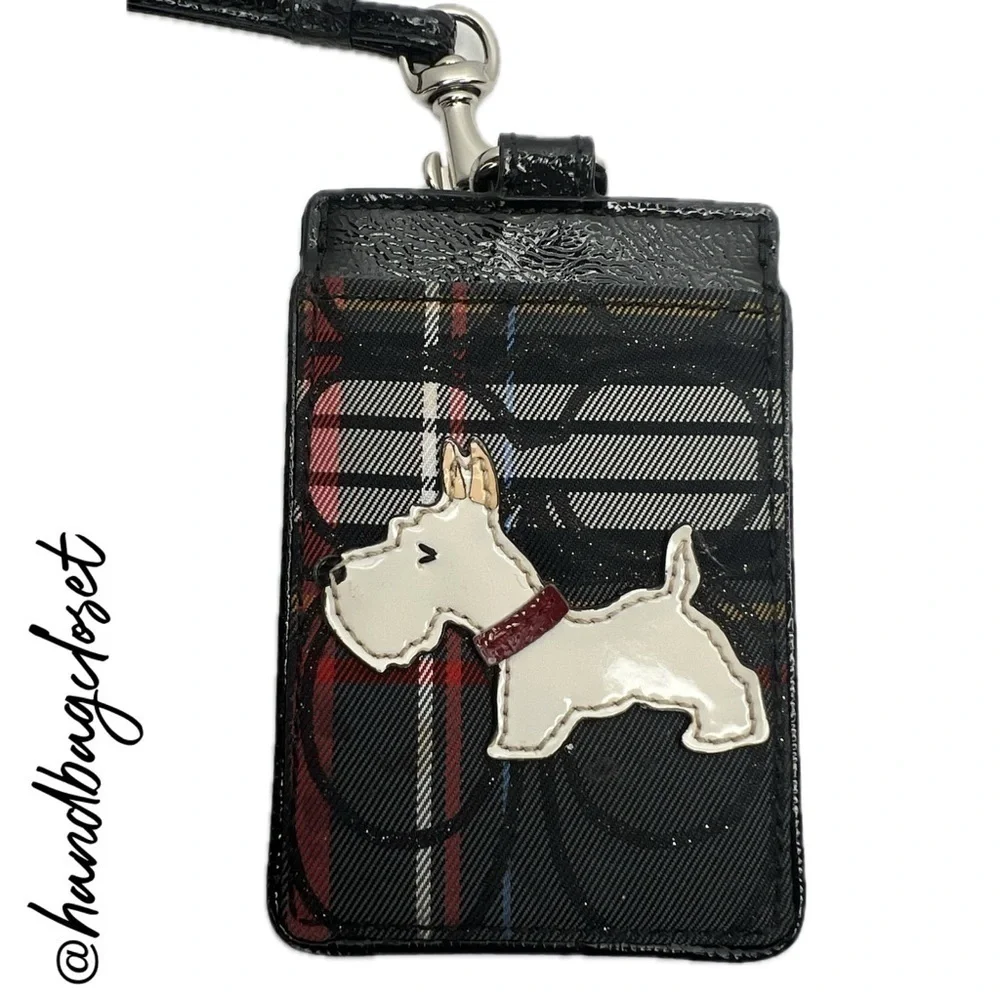 Coach Plaid Scottish Terrier White Dog Vintage Lanyard